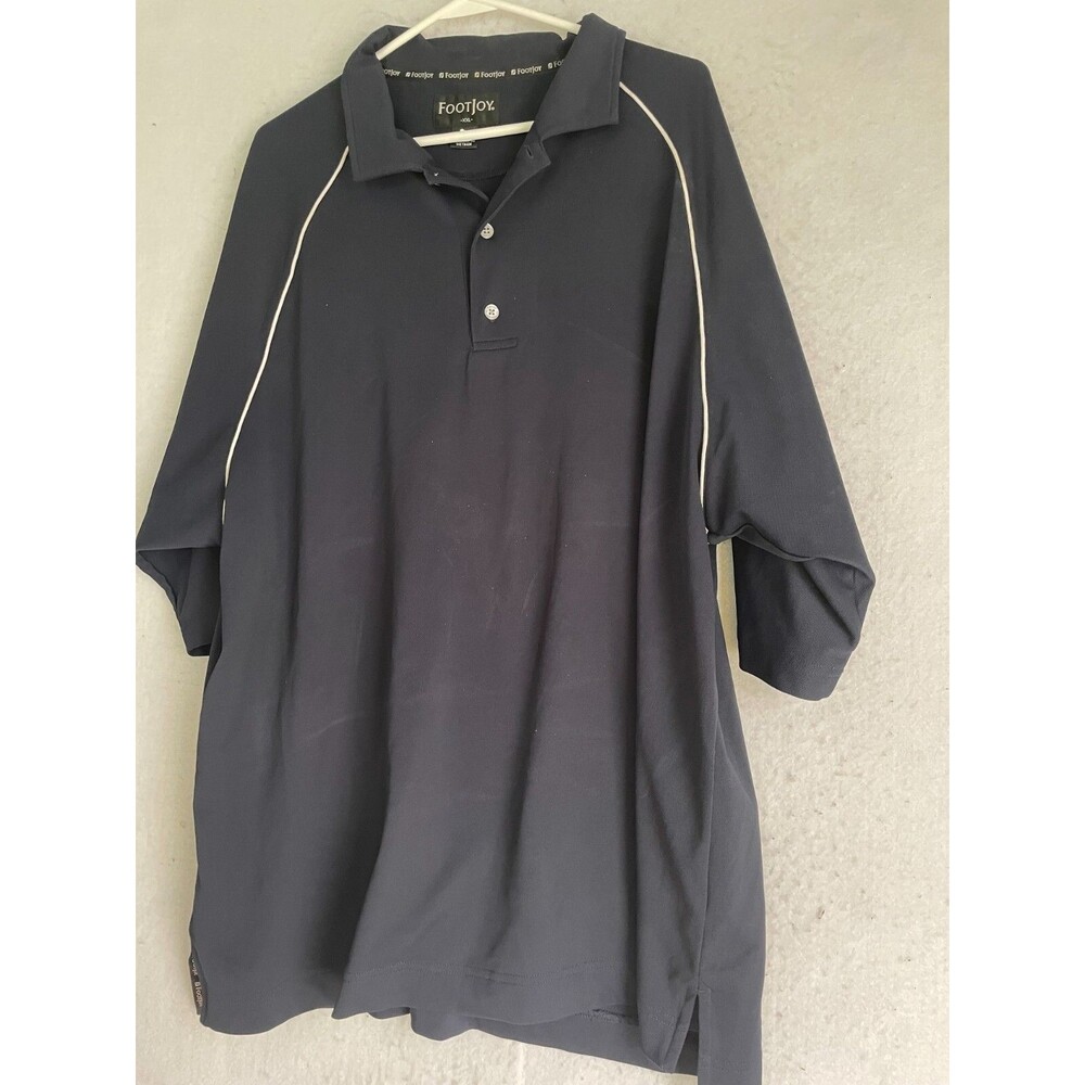 FootJoy Golf Polo Shirt Mens 2XL Navy Blue Relaxed Fit Slit Hem